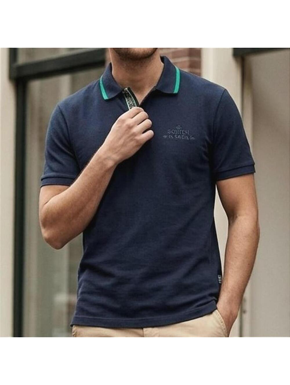 Scotch & Soda 100% Cotton Polo Navy Mens SS Preppy European fashion Size M